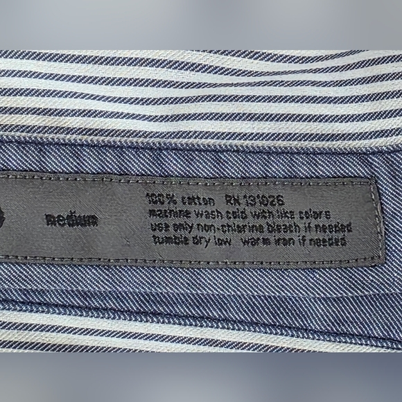 Onassis Blue Buttondown Chambray Shirt Pin Striped Interior Size M - Picture 6 of 6